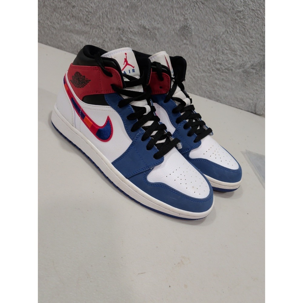 Nike Jordan 1 Mid SE Shoes Mens 8.5 White Blue Black University Red 852542-146
